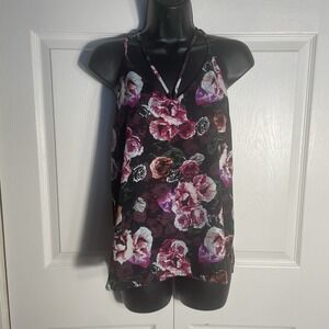 Vintage Wet Seal Y2K Floral Shirt Women S Multicolor Roses Sleeveless Flowy Top